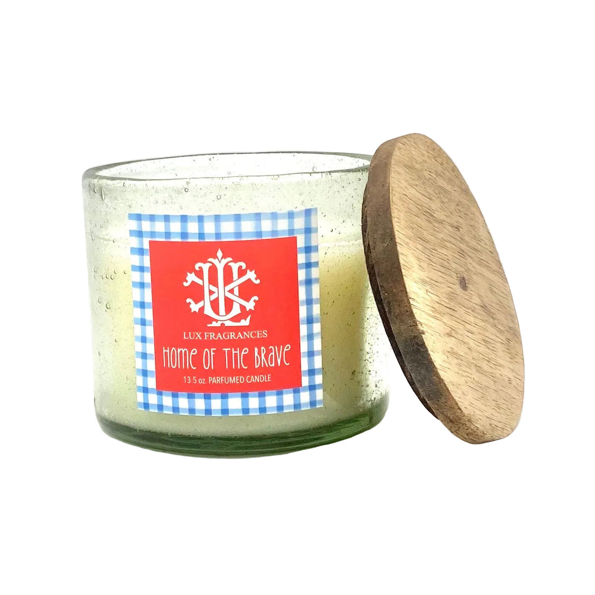 Home Of The Brave 13.5oz Clear Glass With Wooden Lid