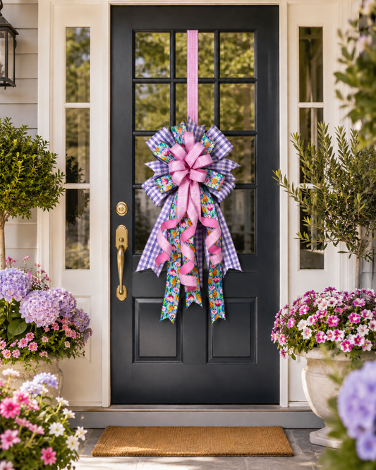 18" X 40" HYDRANGEA MARKET PREMADE BOW