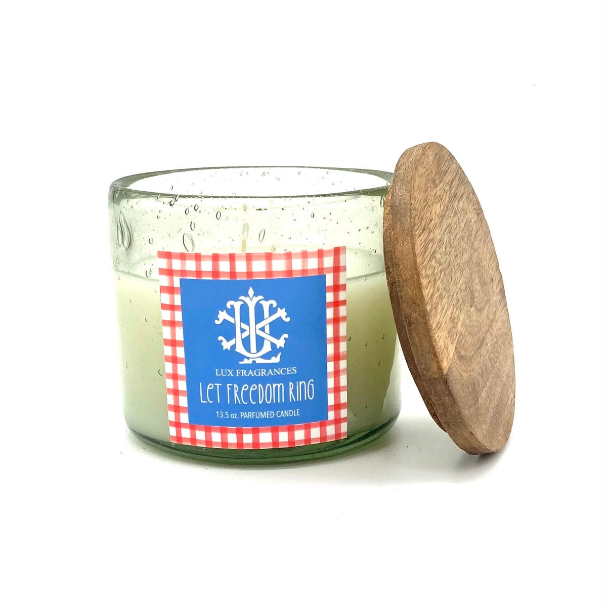Let Freedom Ring 13.5oz Clear Glass With Wooden Lid