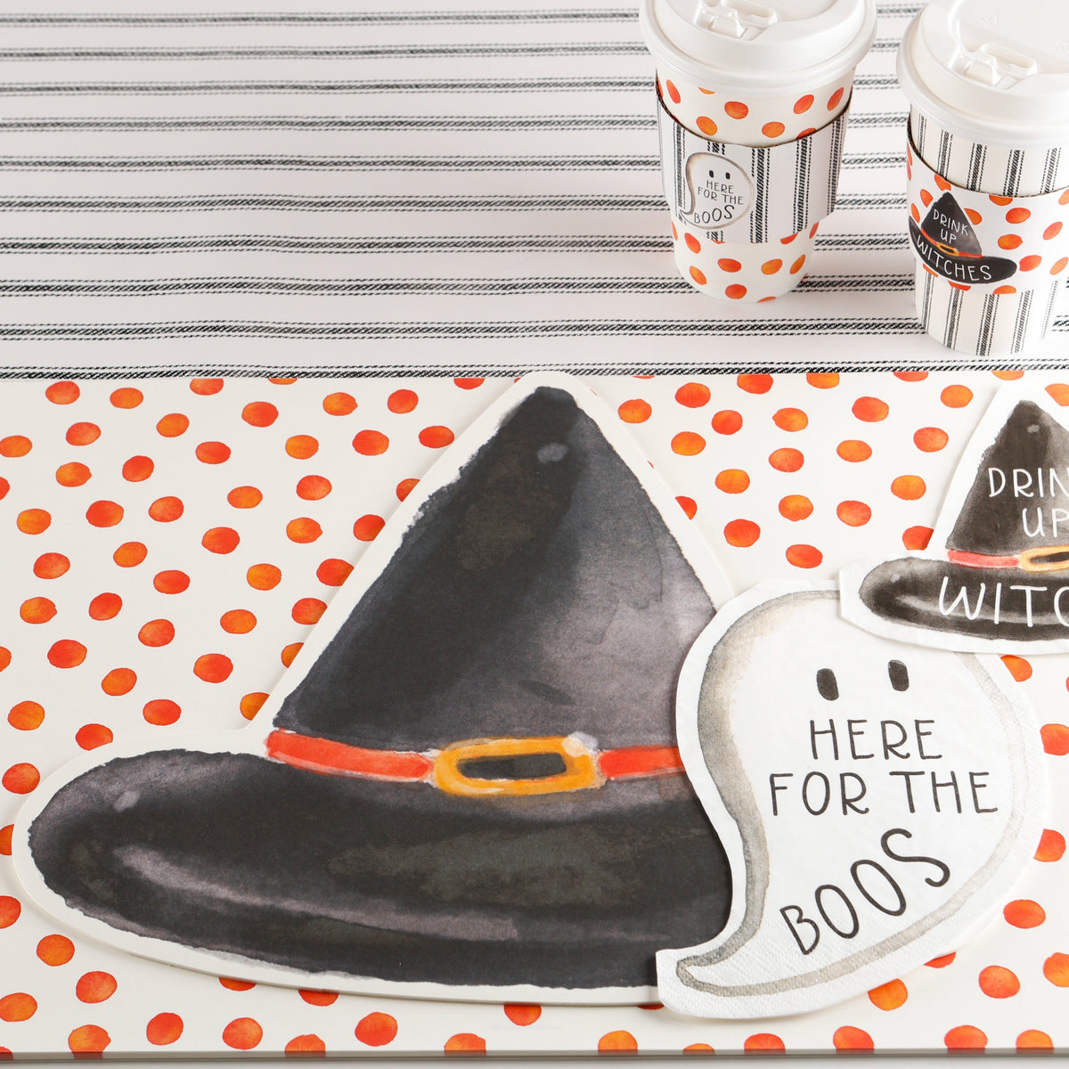 Halloween Story- Black Ticking On Cream Table Runner..