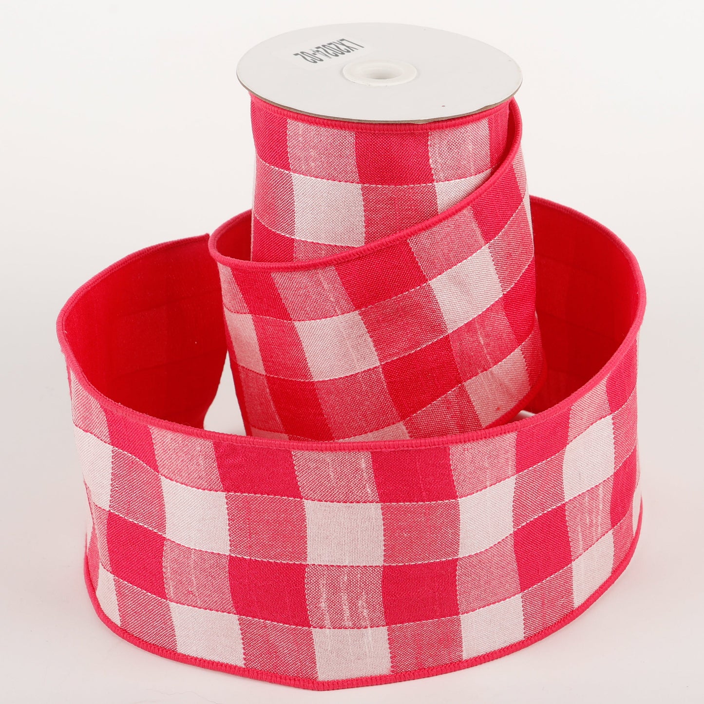 4" x 5 YDS PINK/WHITE BUFFALO CHECK BACKED DUPION RIBBON
