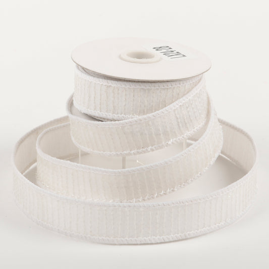 1" X 5 YDS WHITE SEQUIN DUPION BACKED RIBBON