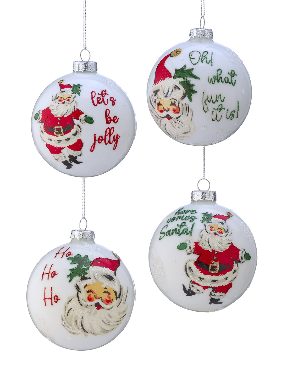 4" Glass Dancing Santa Ball Ornament (Oh What Fun It Is Only)