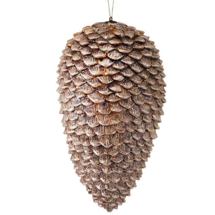 12" GLITTER SEQUIA PINE CONE ORNAMENT