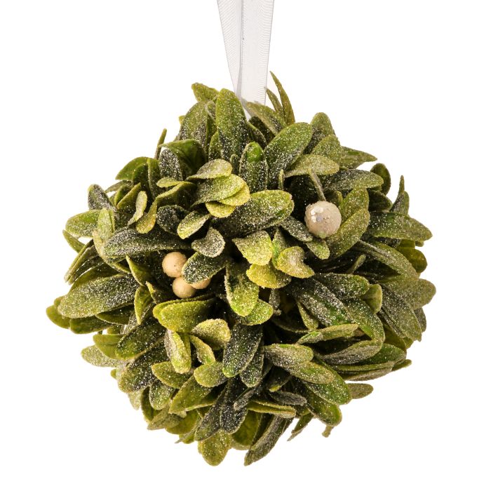 5.5"FROST WP MISTLETOE BERRY KISSING BALL ORN