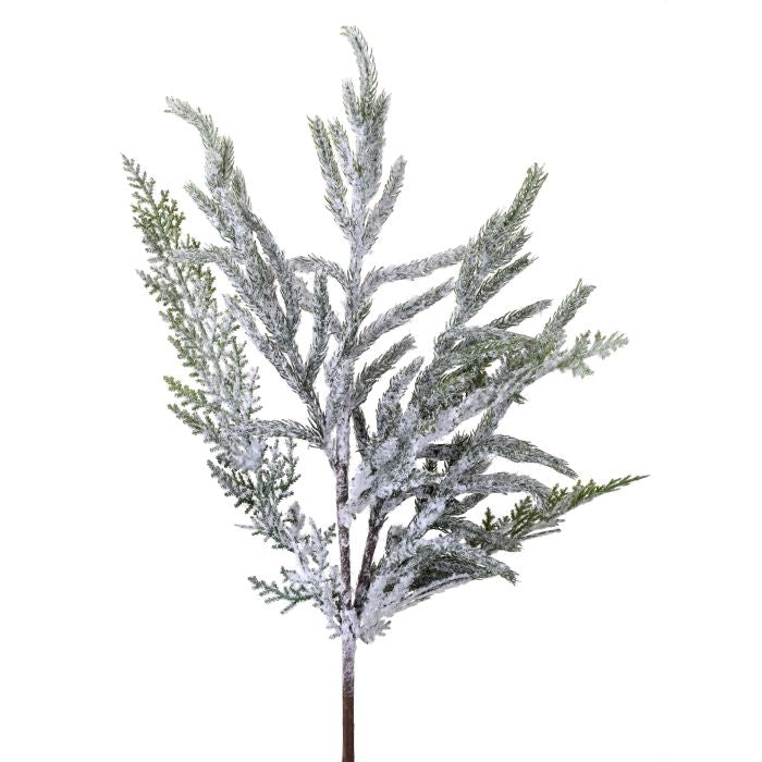 24" REAL TOUCH NORFOLK PINE SPRAY W/SNOW