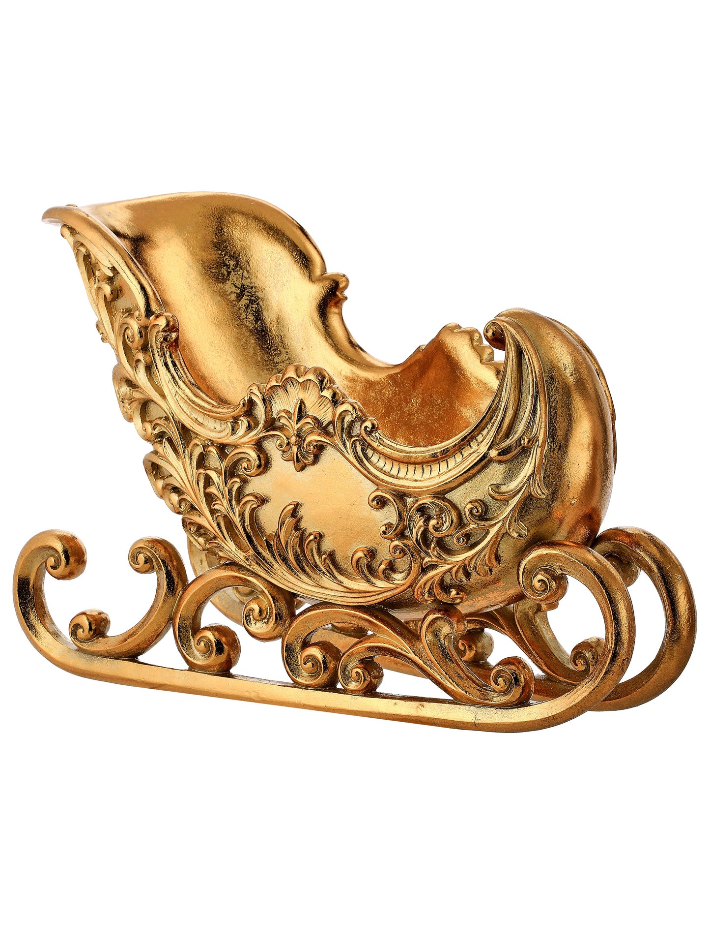 15" RESIN SCROLL SLEIGH-GOLD