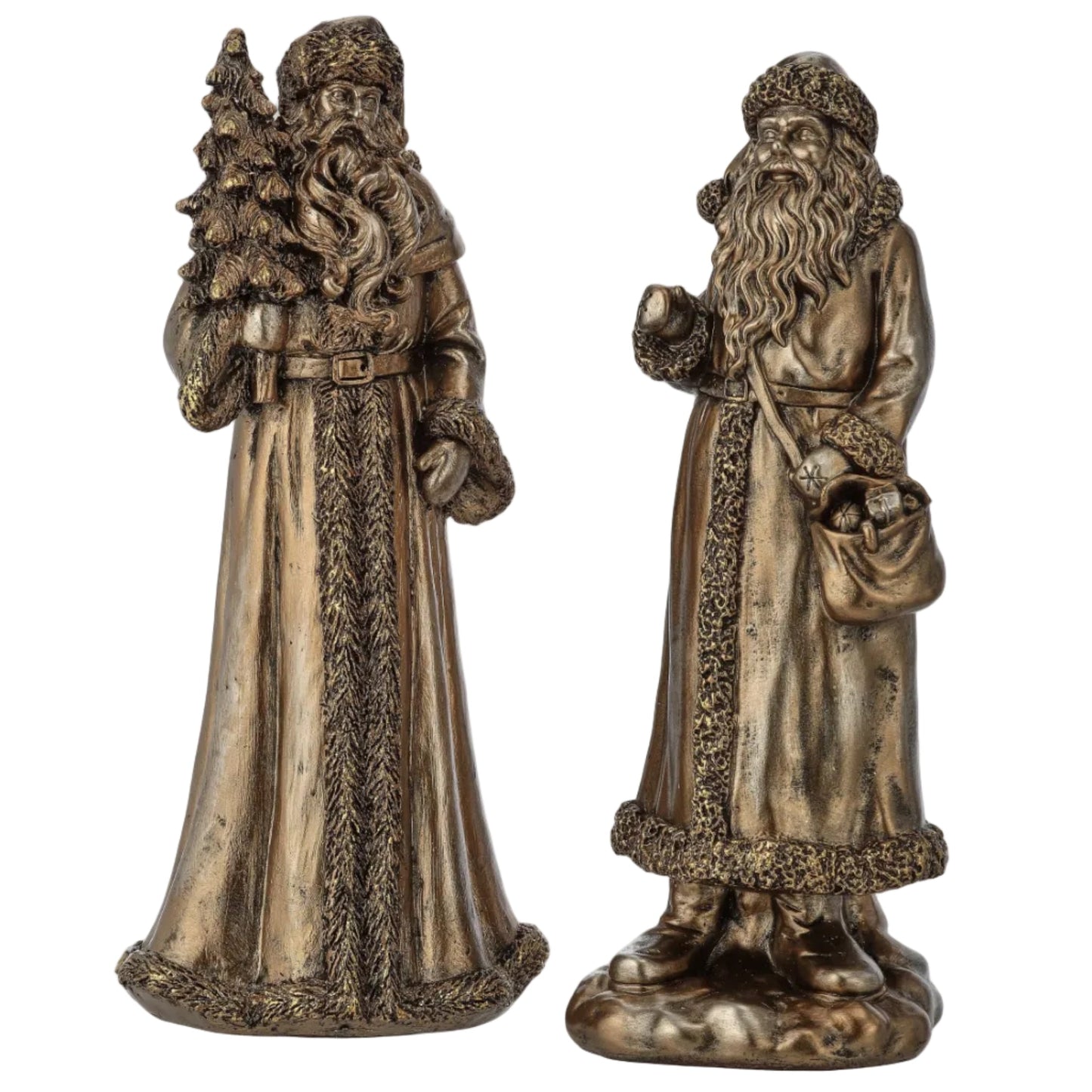 10" RESIN HIGHLANDS SANTA W/TREE-ANT BRONZE (RIGHT ONLY)