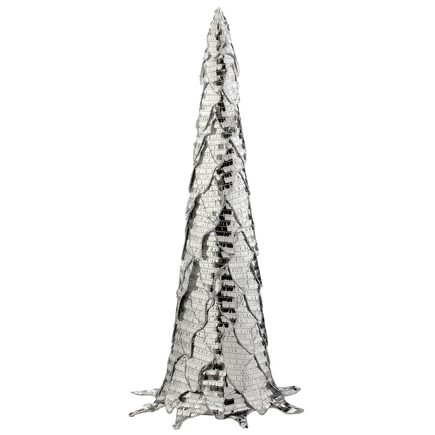 26" SILVER MIRROR METALLIC CONE TREE