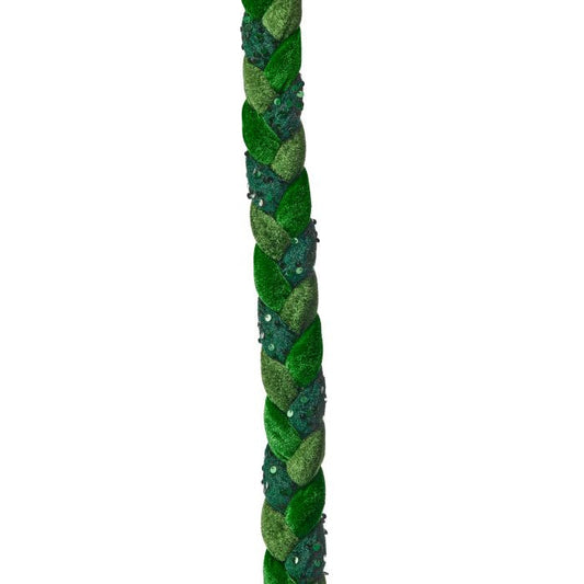 60" VLVT/SEQUIN BRAIDED ROPING-GRN