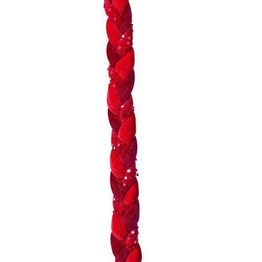 60" VLVT/SEQUIN BRAIDED ROPING-RED