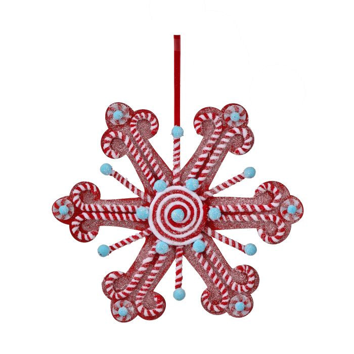 16" FROSTED PEPPERMINT SNOWFLAKE