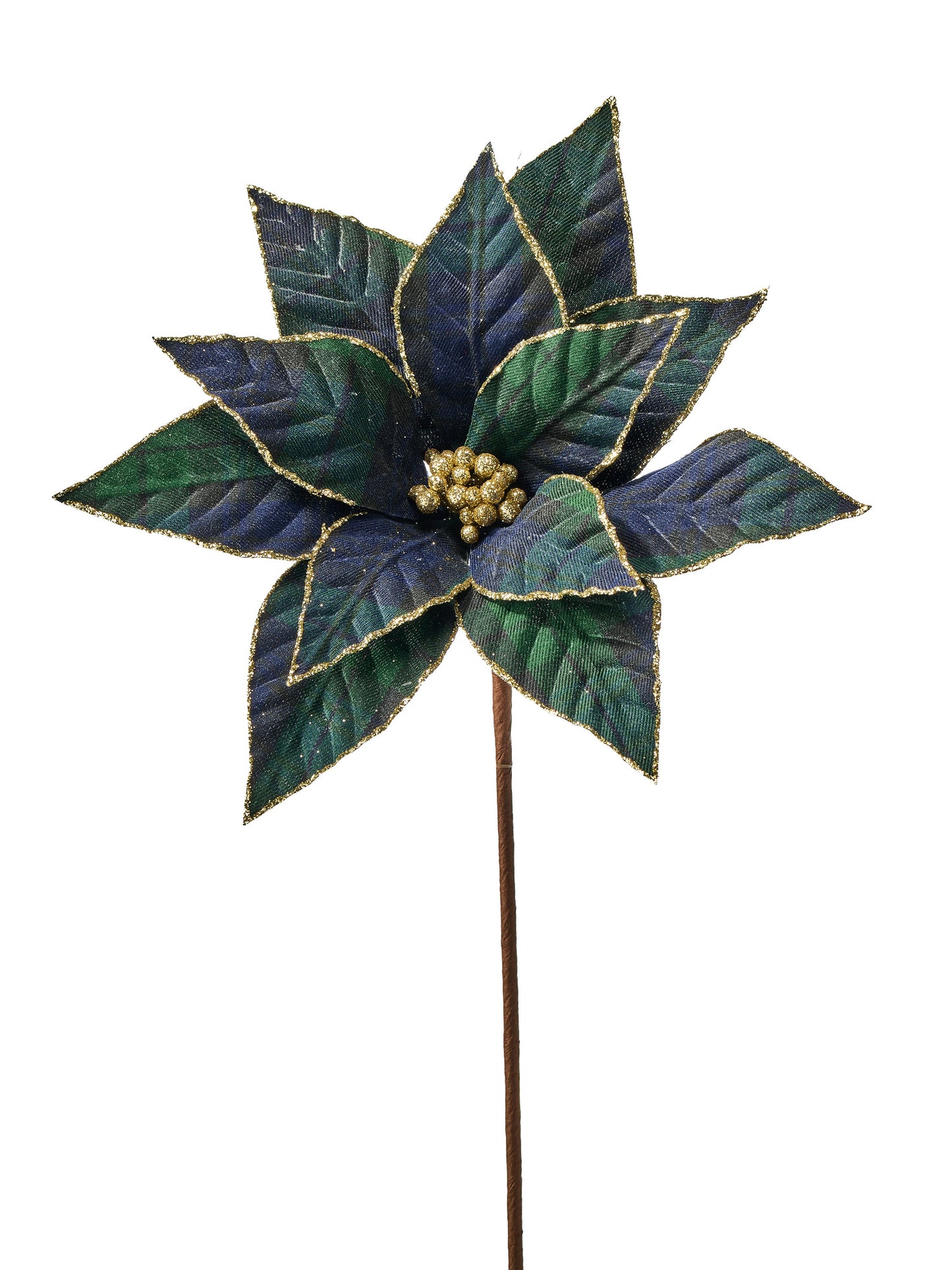 21" GENTLEMENS PLAID POINSETTIA STEM