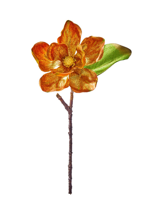 17" METALLIC GLITTER MAGNOLIA STEM-ORGD