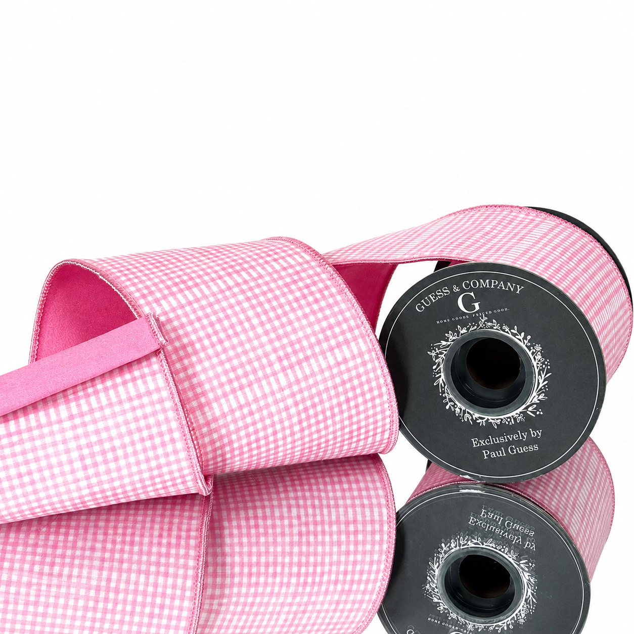4"X5YD PINK CHECK RIBBON WITH PINK DUPION BACK