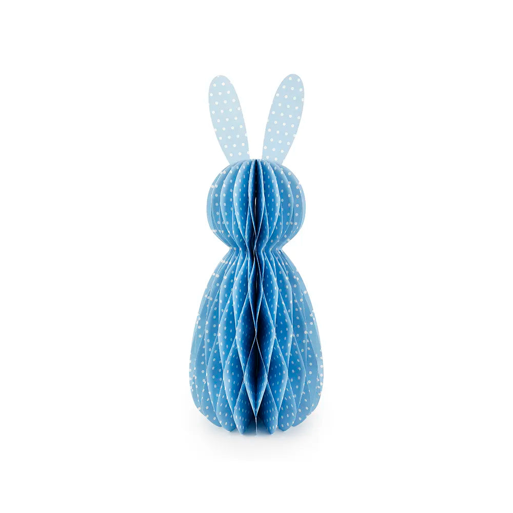 D6.5''H15.5''BLUE WITH WHITE POLKA DOT RABBIT HONEYCOMB DECOR WITH MAGNETS