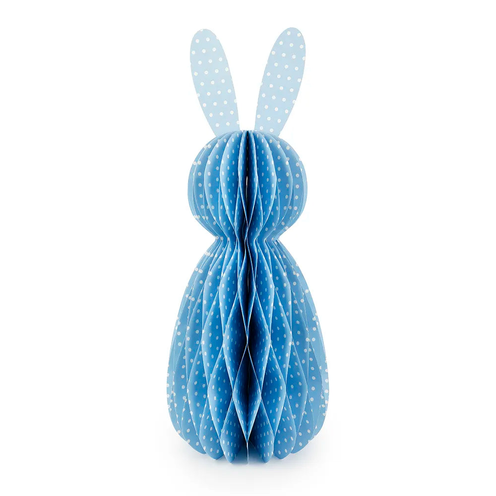 D10''H23.5''HONEYCOMB PAPER RABBIT WITH POLKA DOT-BLUE FOLD OUT WITH MAGNET