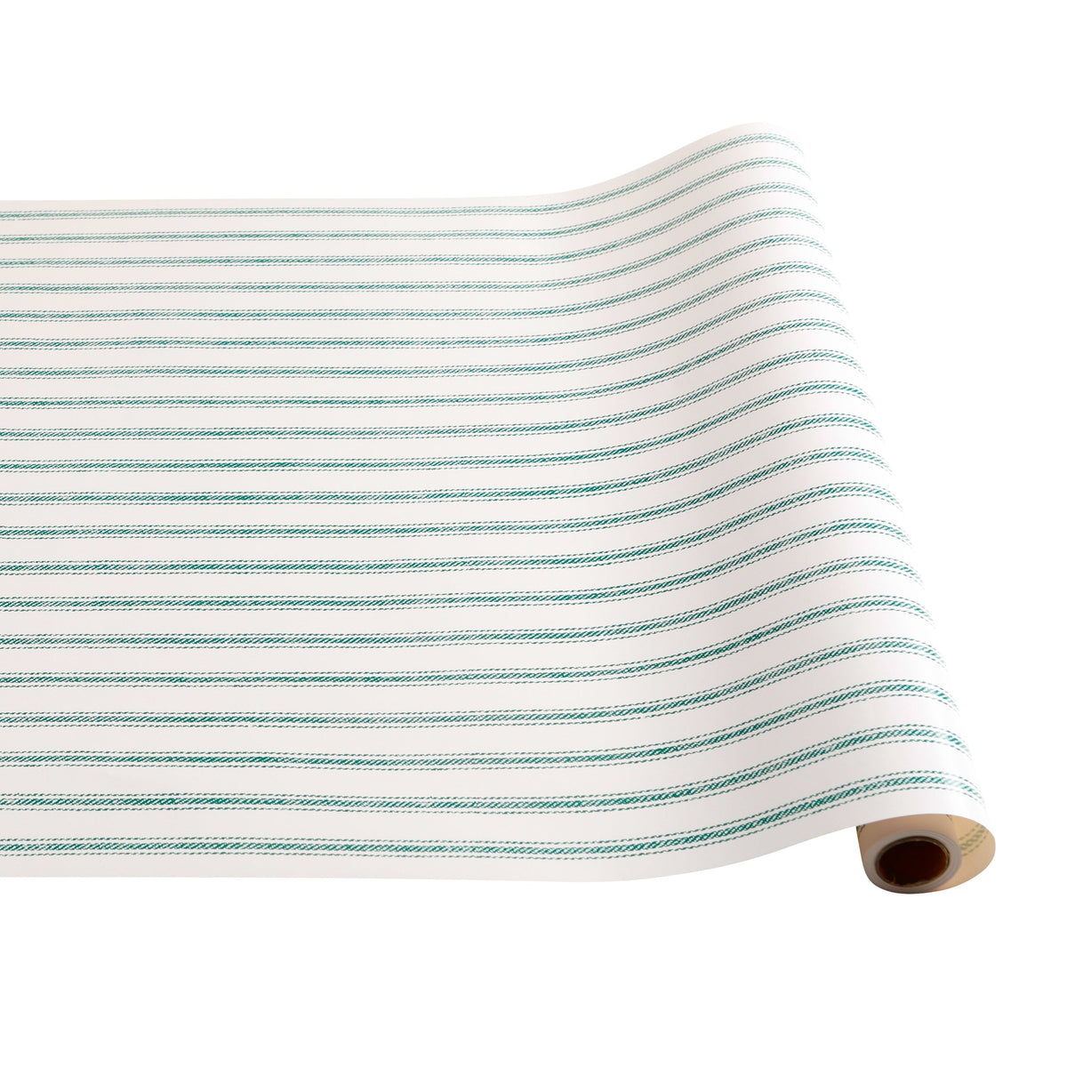 Green Ticking On Cream Table Runner