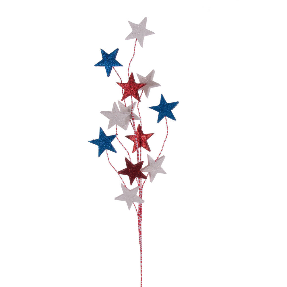 34" Red, White, and Blue Stars Glitter Spray