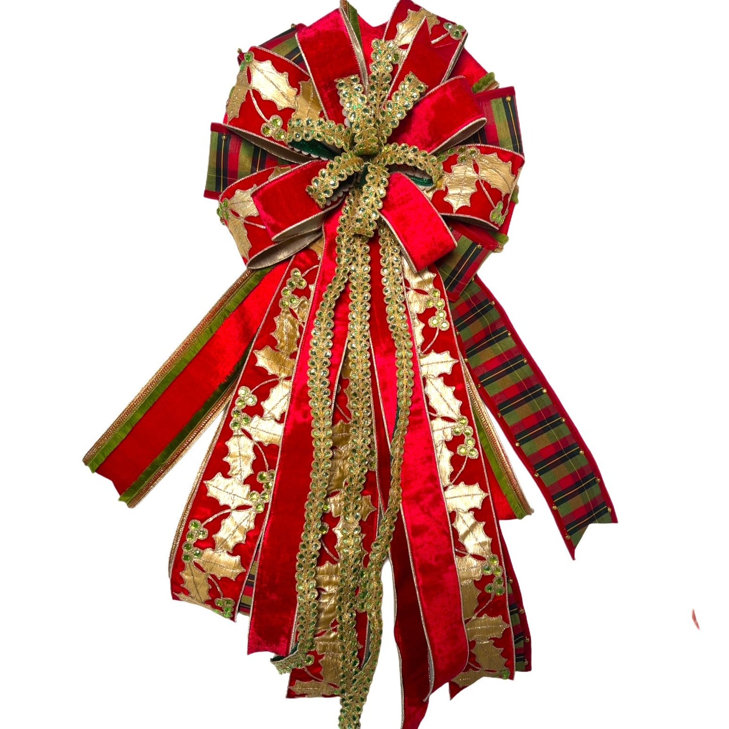18" X 44" RED VELVET HOLLY BOW STYLE 13