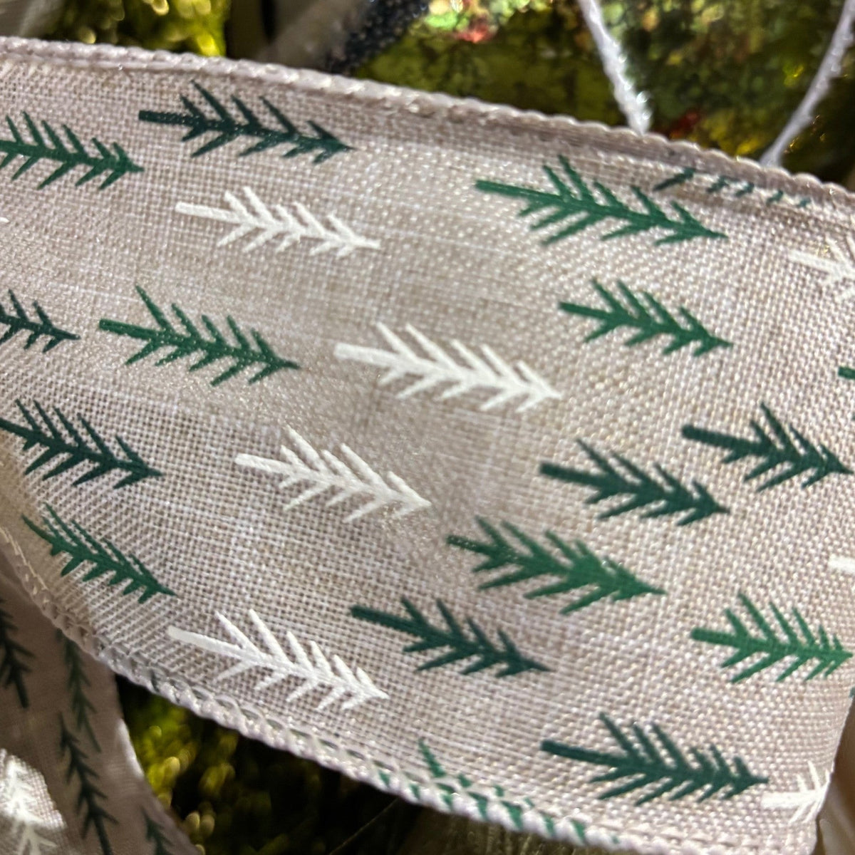 2.5" X 10 YARD TREE PATTERN ON NATURAL RIBBON