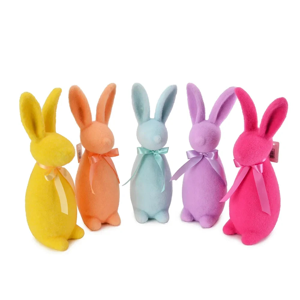 L5.5"W4.7"H14.2" FLOCKED EASTER RABBIT (BLUE ONLY)