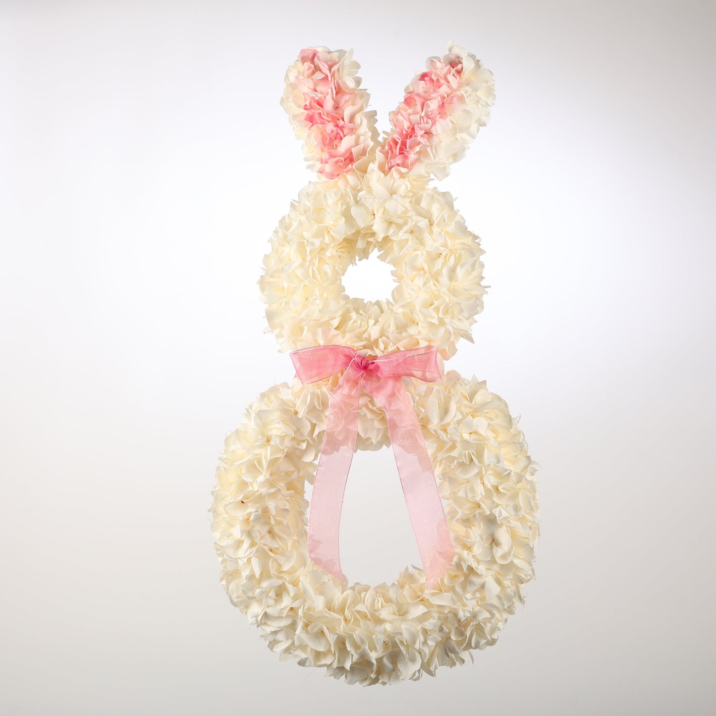 19" x 9.8" x 1.8" Hydrangea Bunny Wreath Cream G26385