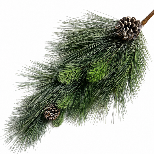 38" Real Touch Snowed Pine Spray with Pine Cone