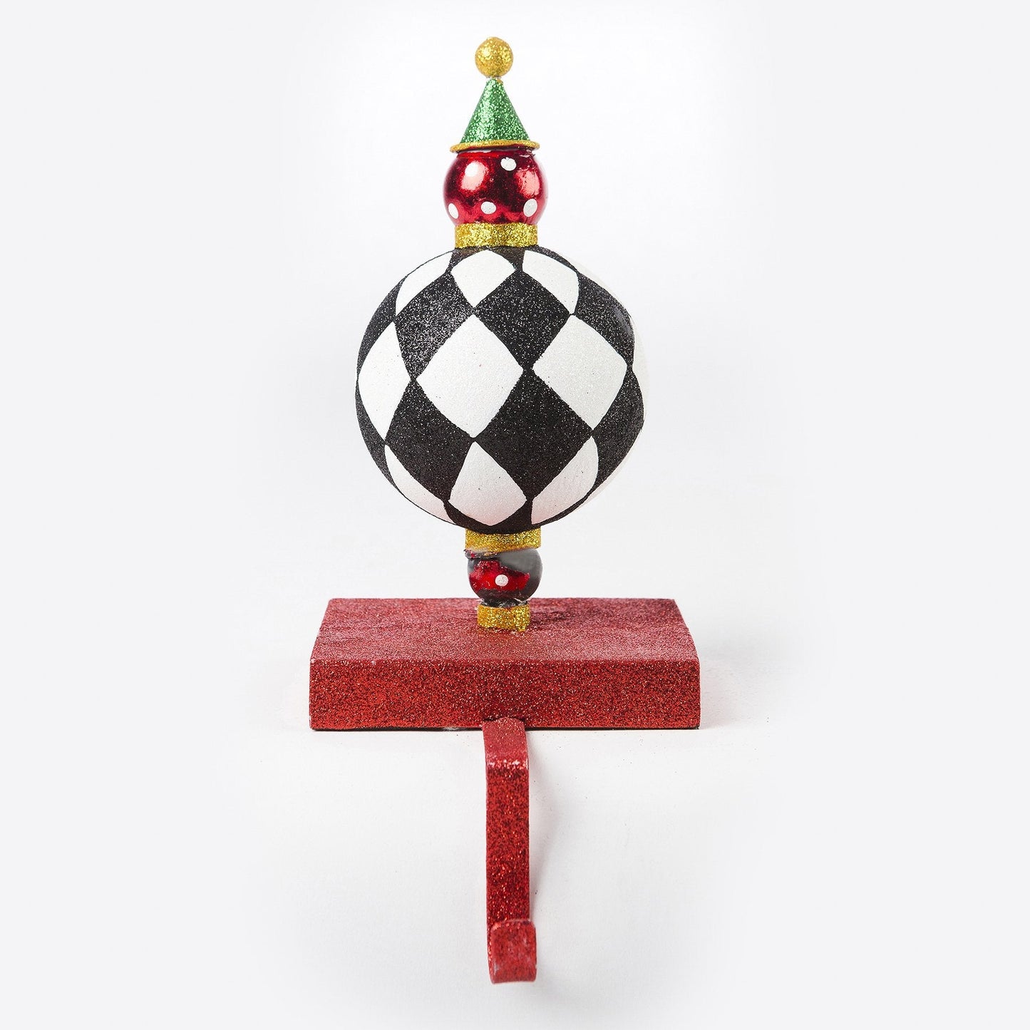 11" Nutcracker Finial Ball Stocking Holder