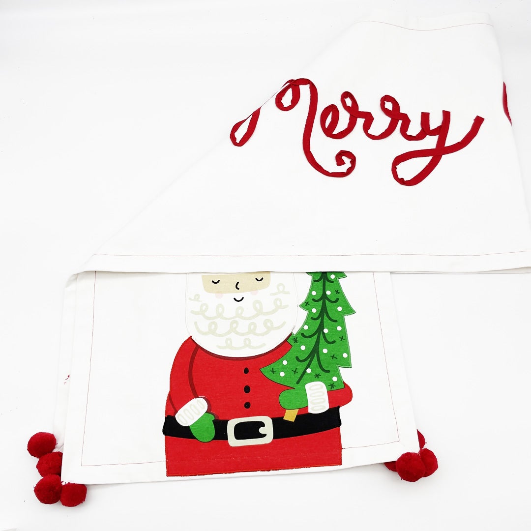 Merry Christmas Icon Santa Table Runner
