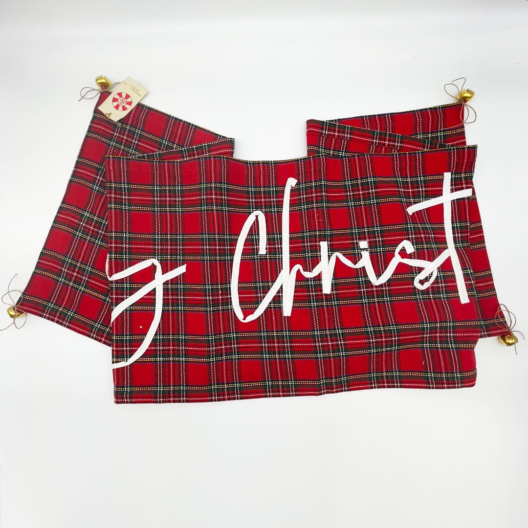 Tartan Plaid Merry Christmas Table Runner