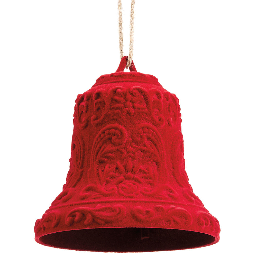 4.5" Flocked Plastic Bell Ornament