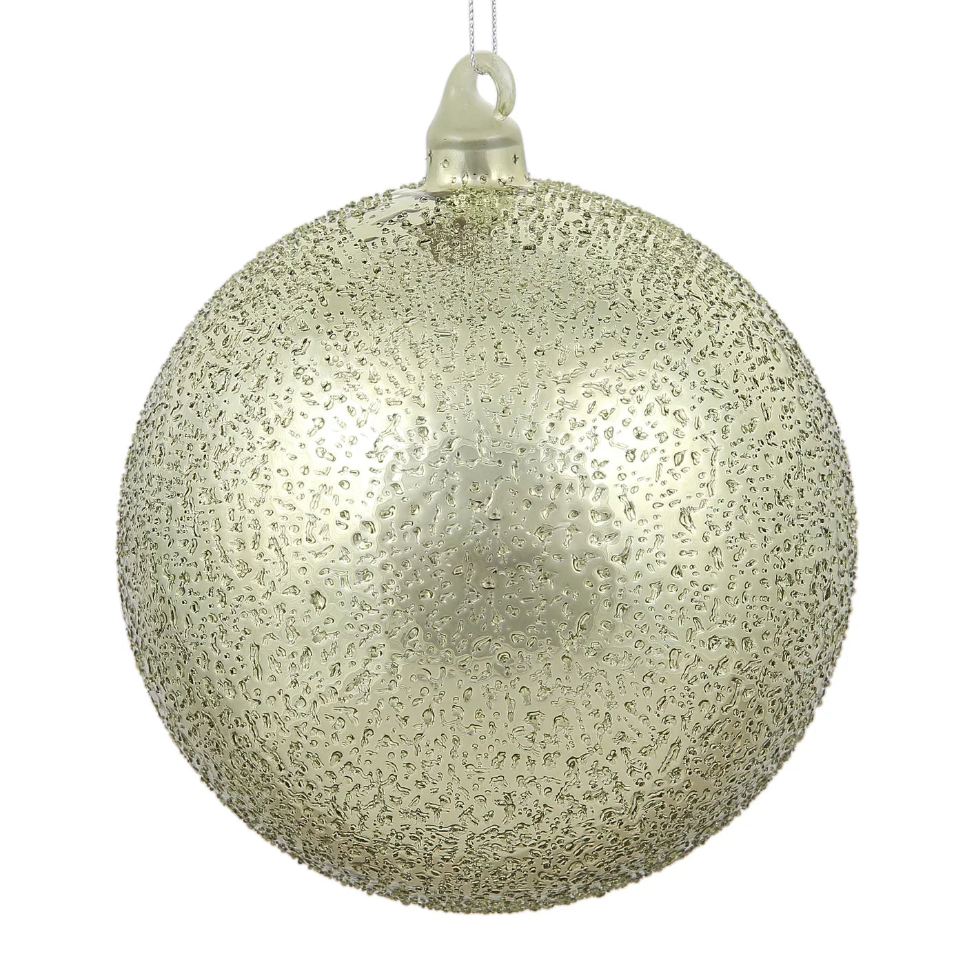 Glass Beaded Ball Ornament 150MM, Moss Green