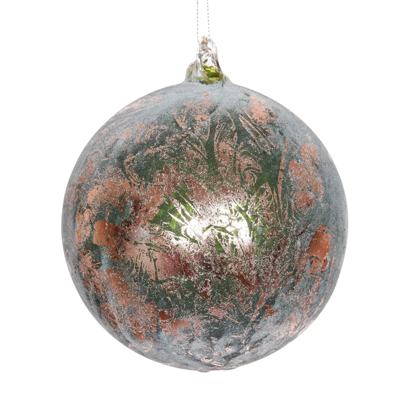 120MM Filigree Leaf Ball Ornament, Green/Silver