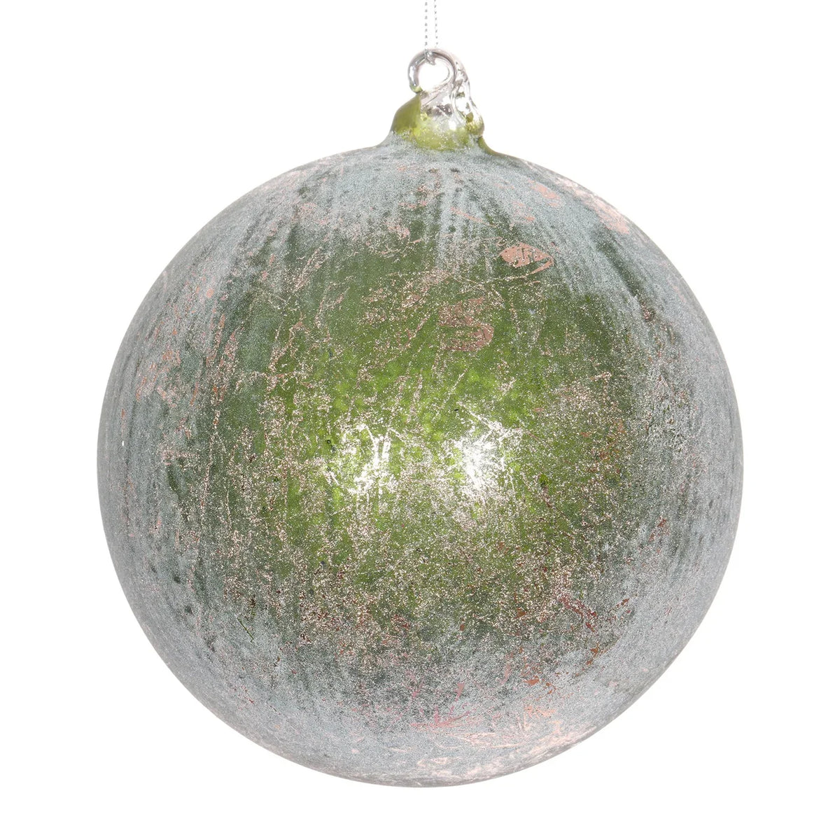 150MM Filigree Leaf Ball Ornament, Green/Silver