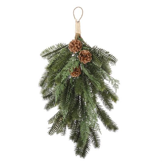 26" REAL TOUCH TEAR DROP WITH MIXED ABIES NOBILIS & PINECONE