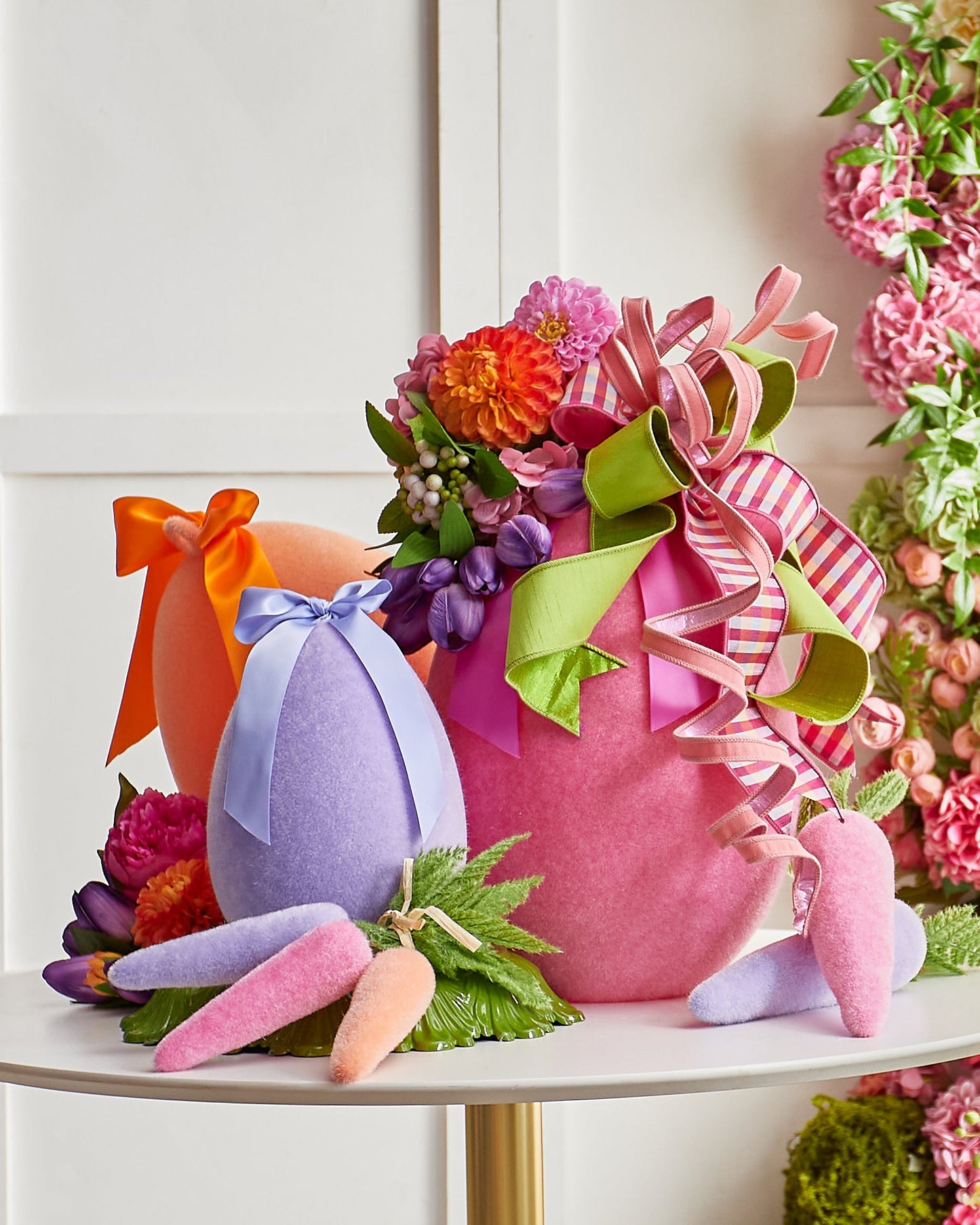 16" PINK FLOCKED HANGING EGG