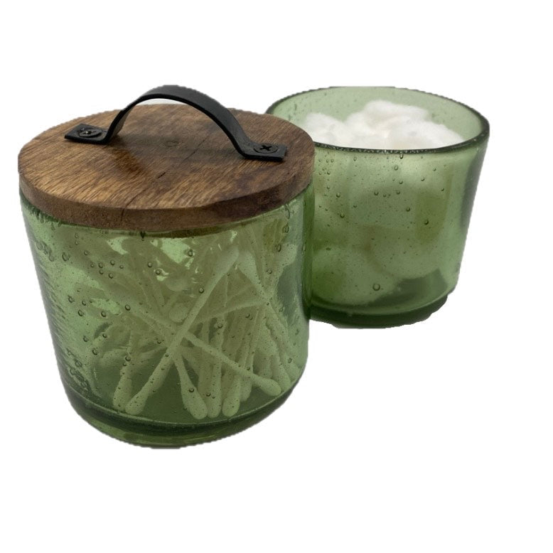 14 oz Hand Blown Glass and Lid with Handle 4" x 4"