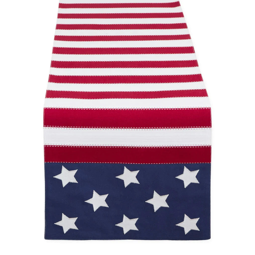 AMERICANA FLAG EMBELLISHED TABLE RUNNER