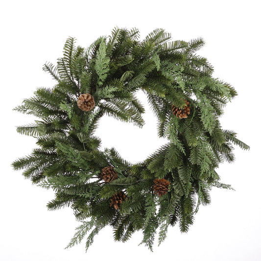 27" REAL TOUCH WREATH WITH ABIES NOBILIS & PINECONE