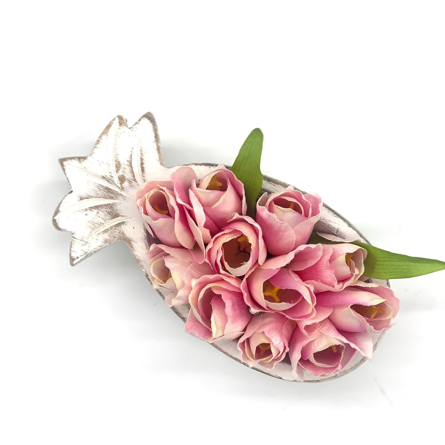 Whitewashed Wooden Pineapple Bowl
