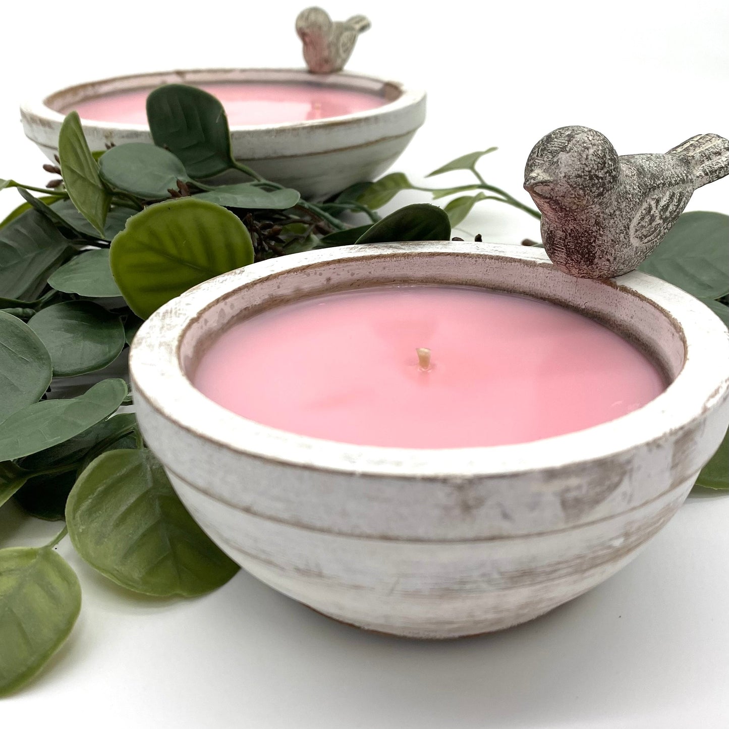 Pink Hydrangea Large Bird Bath Candle