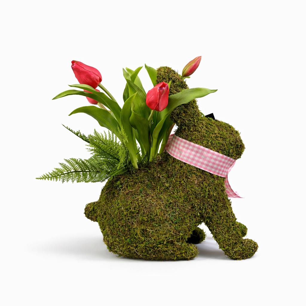 16" MOSS RABBIT REAL TOUCH TULIP FLORAL DESIGN