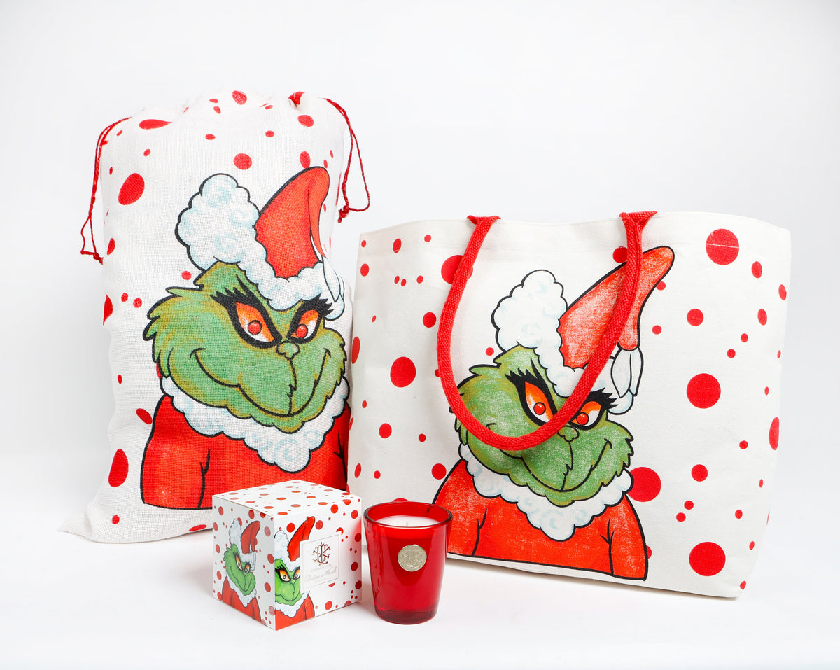 PRINTED RED "GREEN MONSTER" TOTEBAG 22" x 14"